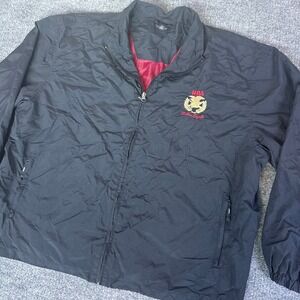 NRA Golden Eagles Mens Black Nylon Full Zip Windbreaker Lightweight Jacket Sz XL